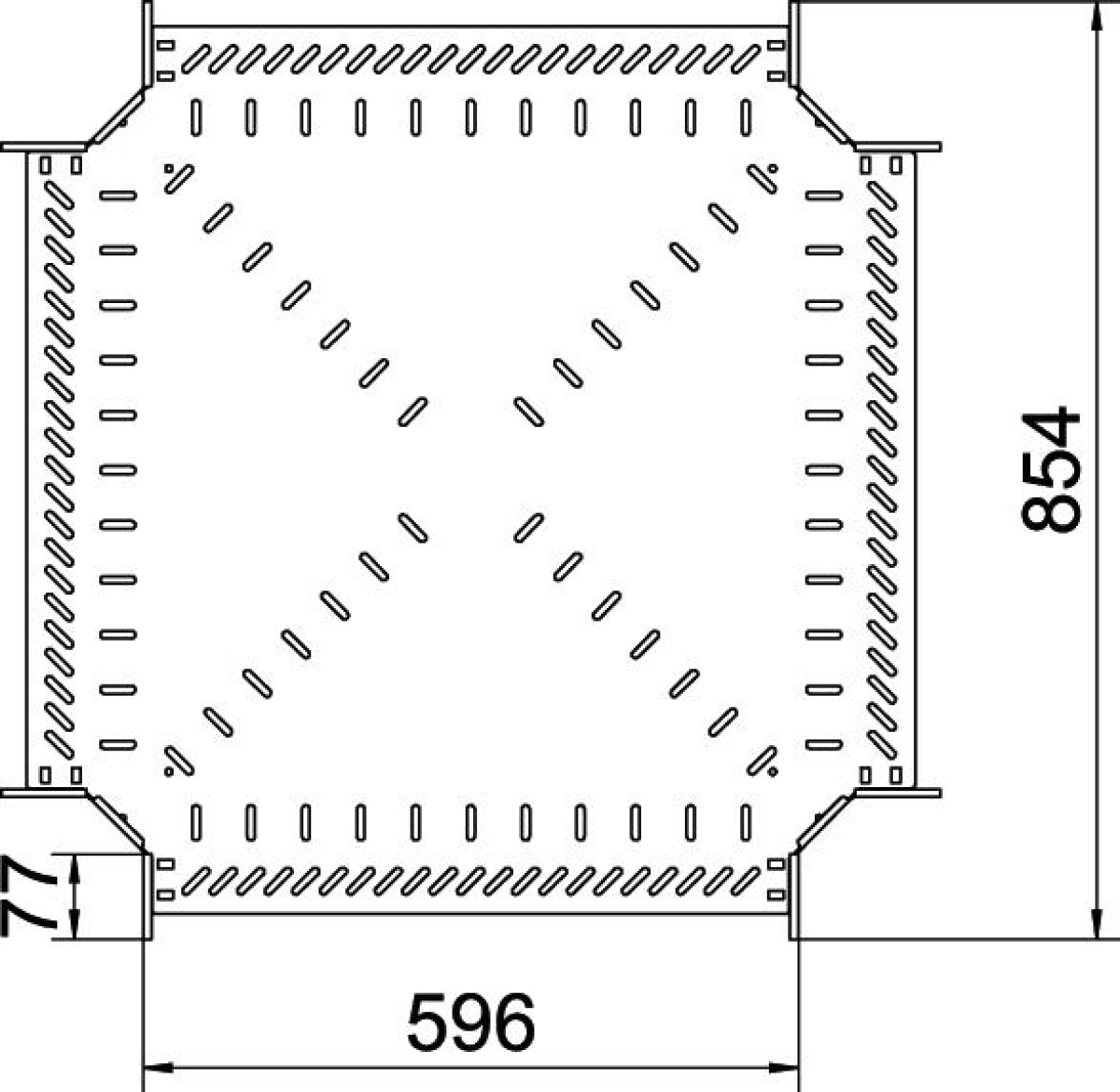 Cross over for cable tray 60x600 Aço inoxidável A4 1.4571 brilhante, pós-tratamento aço inoxidável