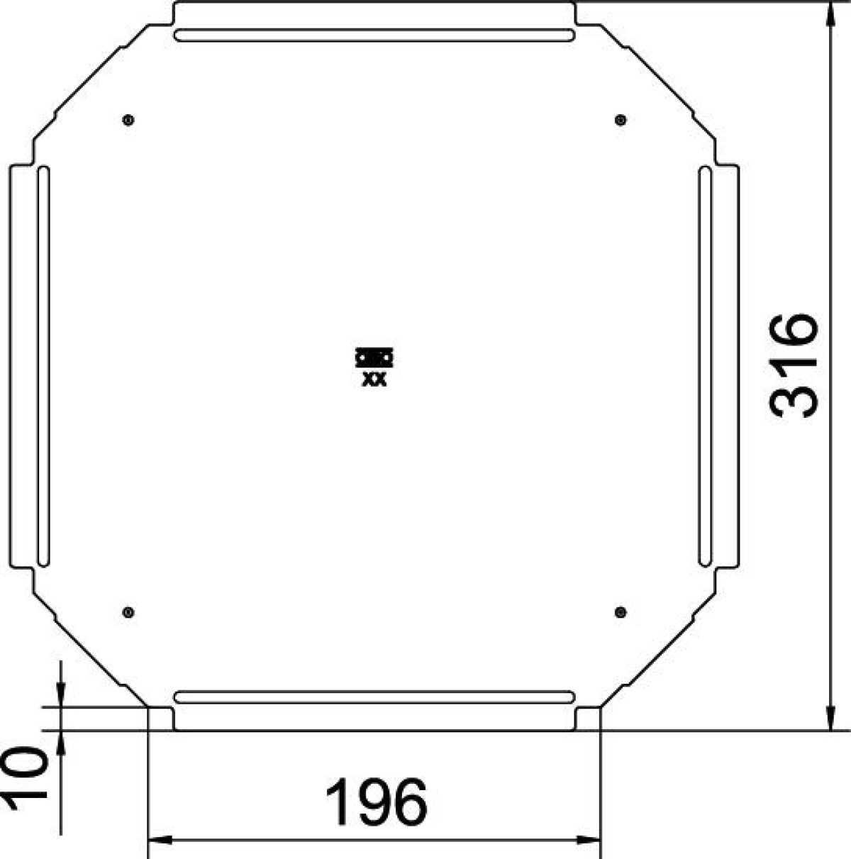 Cover for cross-over B200mm Aço inoxidável A4 1.4571 brilhante, pós-tratamento aço inoxidável