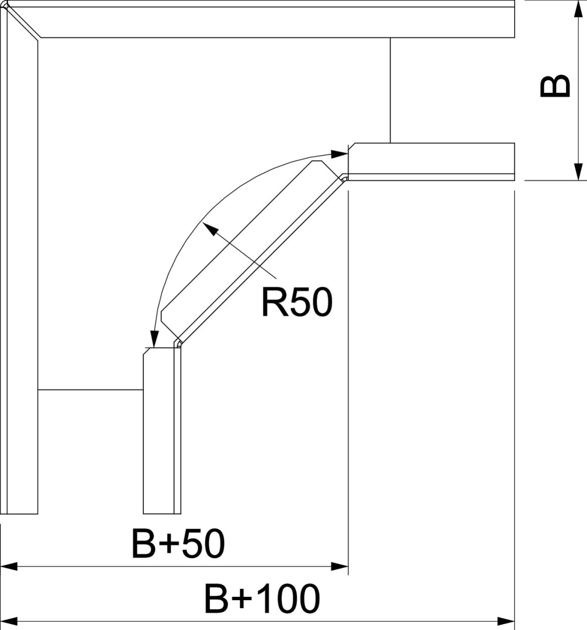 90 bend horizontal 35x50 Aço Galvanizado por imersão a quente após maquinação zinco
