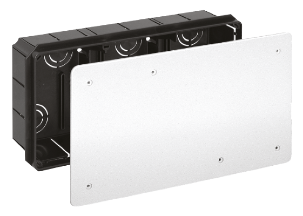 Flush connection box. 300 x 160 x 70 mm Cover with screws.
