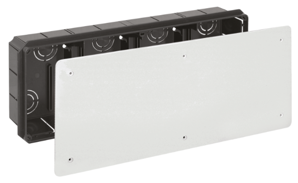Flush connection box. 400 x 160 x 70 mm Cover with screws.