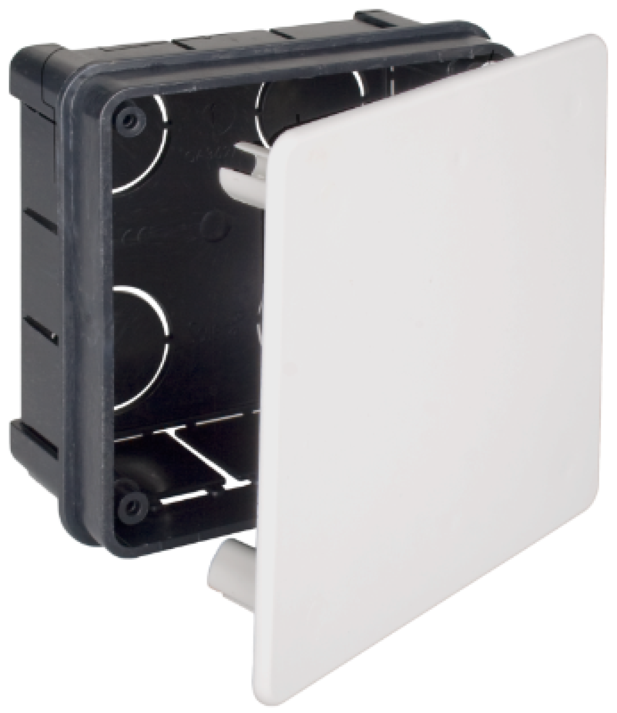 Caixa de ligação para encastrar com tampa, com garras de plástico. 100 x 100