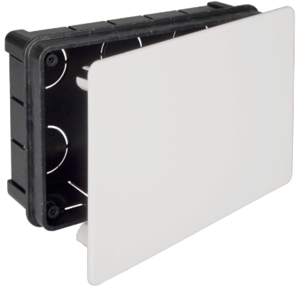 Caixa de ligação para encastrar com tampa, com garras de plástico. 160 x 100