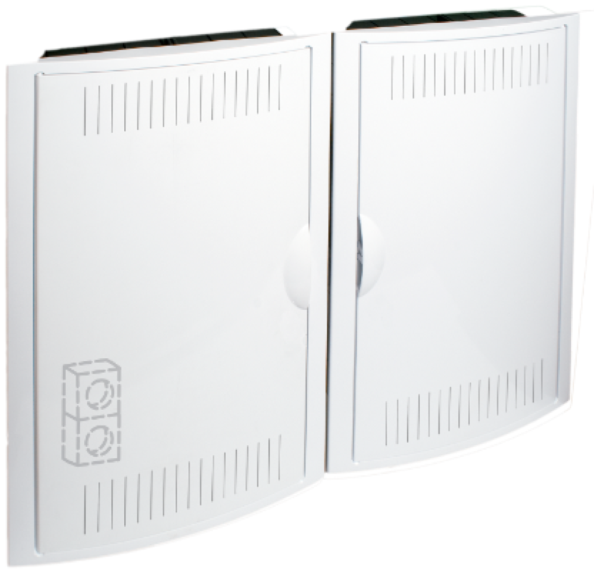 Quadro de terminação de rede. Com 2 bases 2P + T16A 250V. Dimensões rebaixadas 688 x 526 x 86 mm