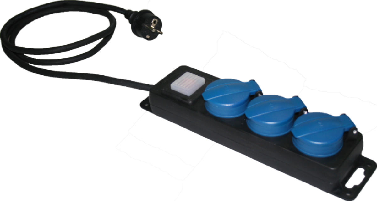 Base 3 tomadas 2P+T, 16A 250V~. cabo 1.5 m