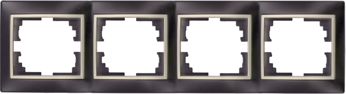 Quadro horizontal para 4 elementos. Moldura preta e aro pérola.