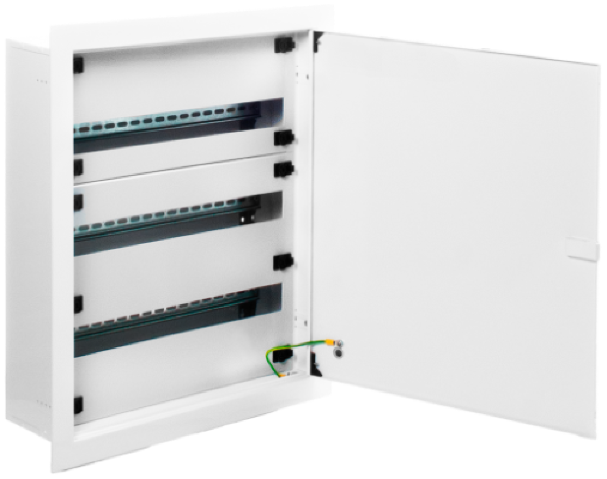 Armários metálicos de distribuição de encastrar. 72 elementos.