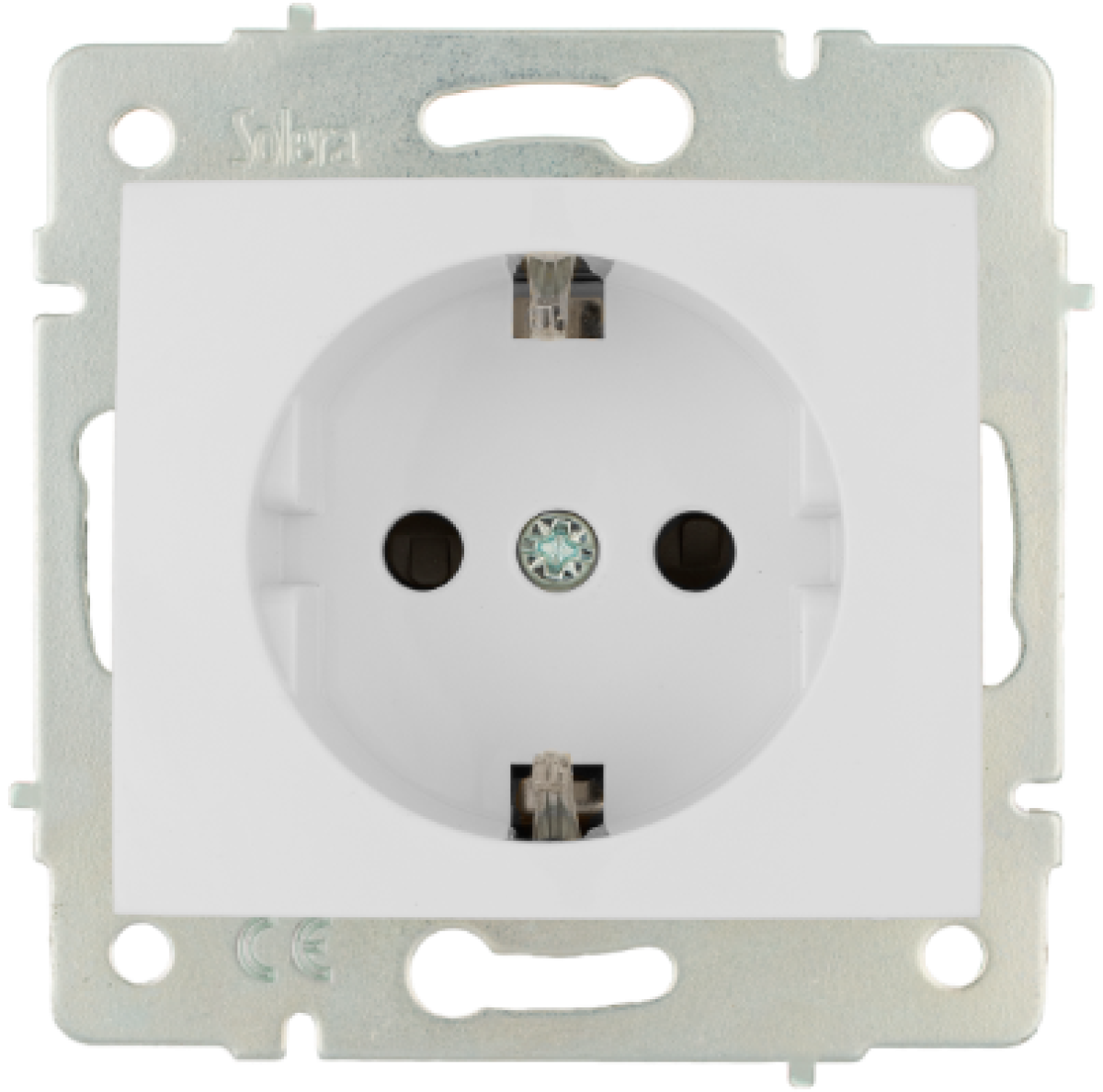 Base fixa 2P + E, 16A 250V ~.  Para encastrar