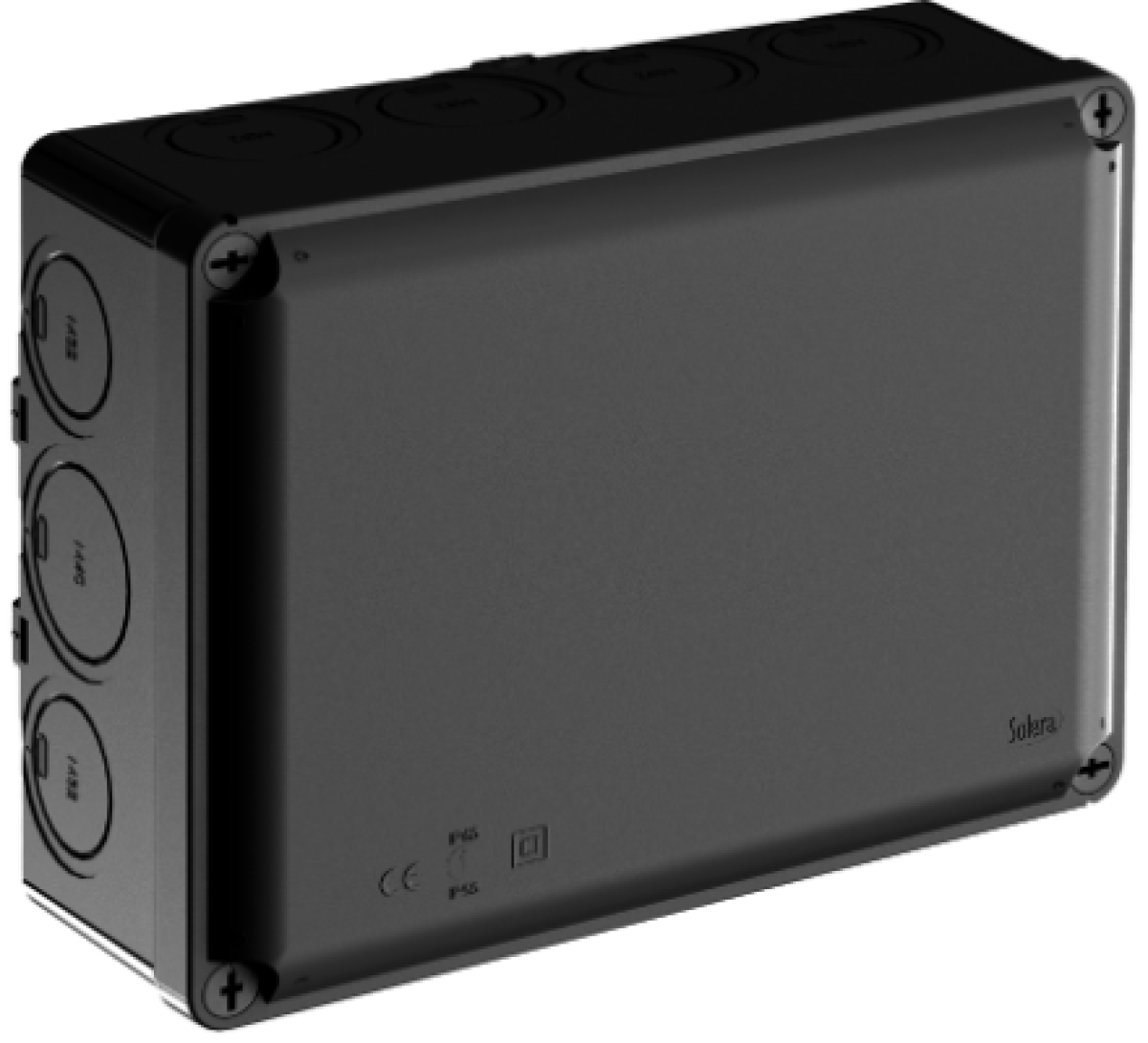 Sealed connection Ybox 230 x 180 x 88 mm without cones. Black colour. Mark N (Aenor)