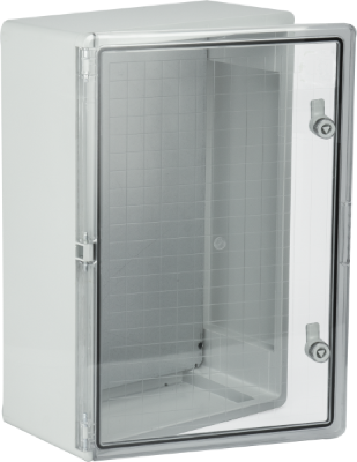 Thermoplastic waterproof enclosure. Smooth door (transparent). External dimensions 400x600x200. With metal mounting plate.