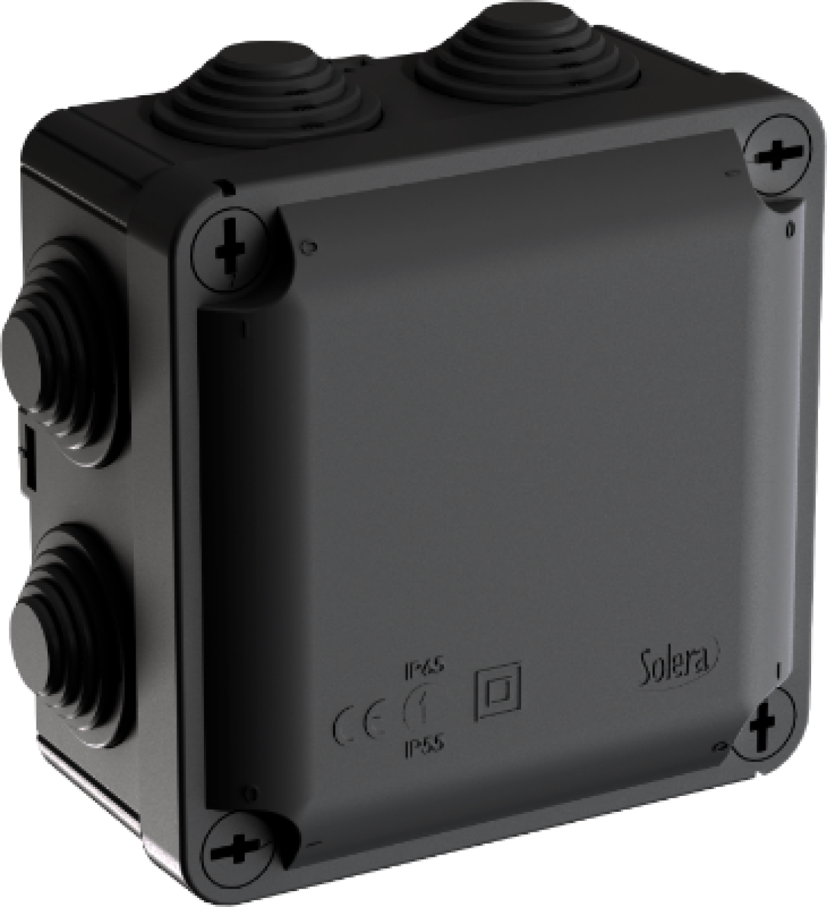 Sealed connection Ybox 110 x 110 x 60 mm with cones. Black colour. Mark N (Aenor)