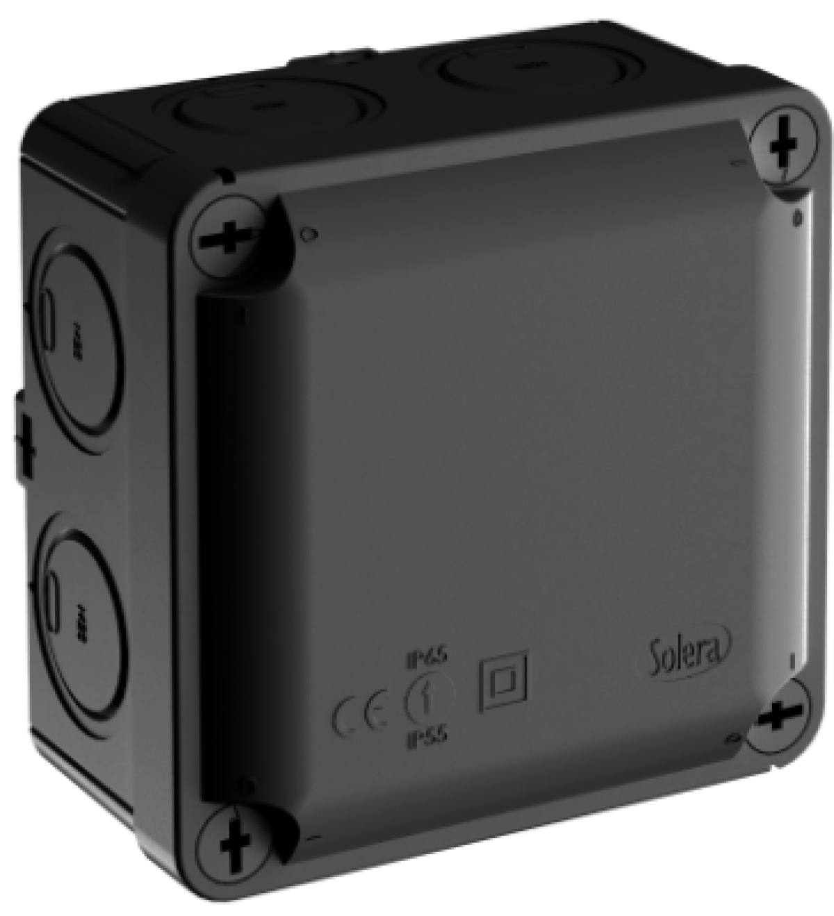 Sealed connection Ybox 110 x 110 x 60 mm without cones. Black colour. Mark N (Aenor)