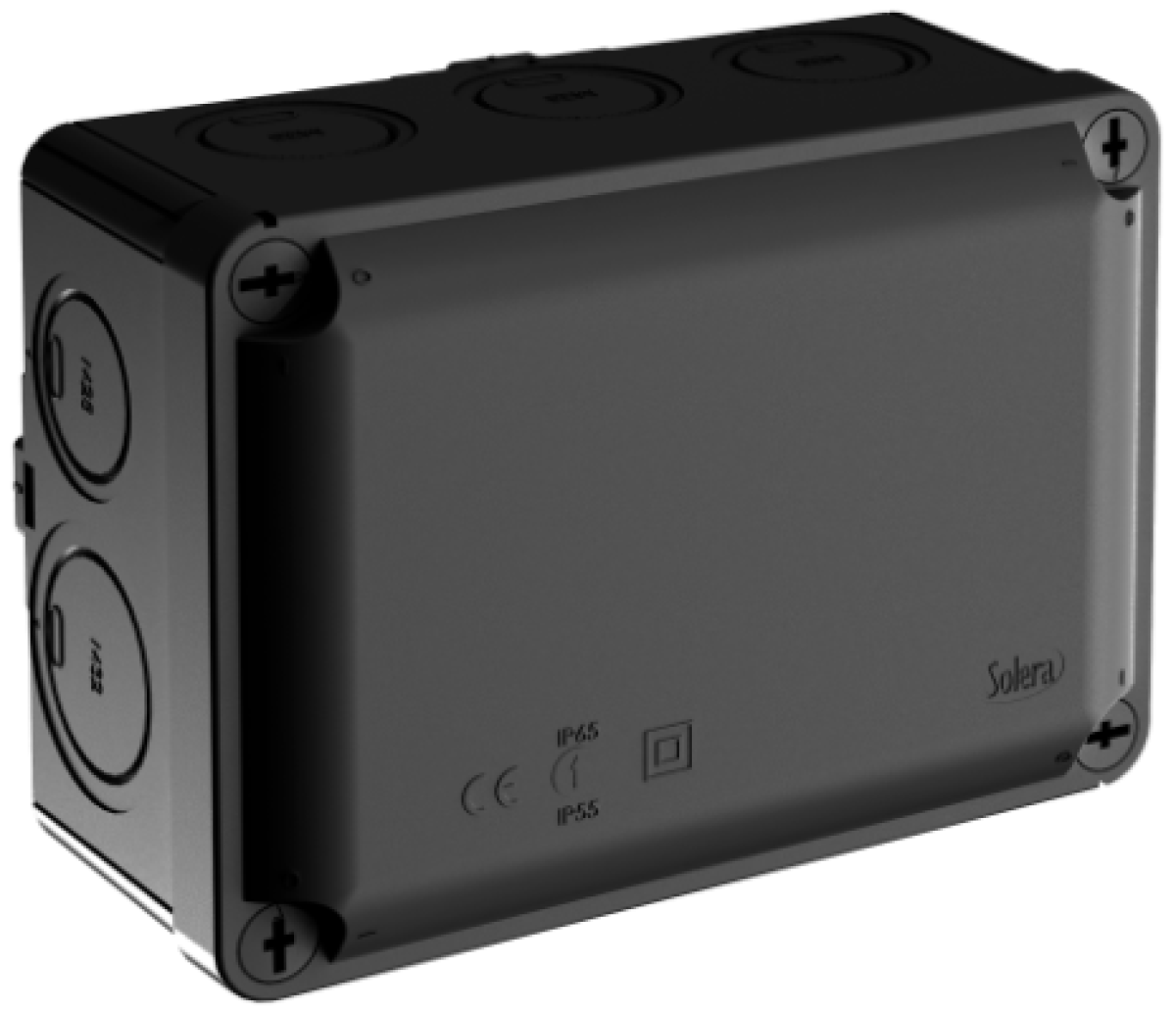 Sealed connection Ybox 153 x 110 x 65 mm without cones. Black colour. Mark N (Aenor)