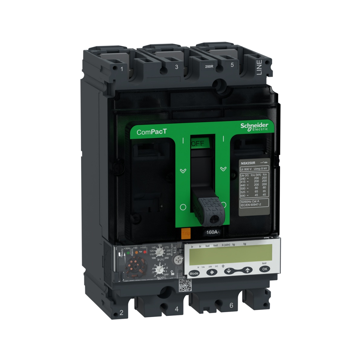 ComPacT DISJUNTOR NSX250R 200kA CA 3P 160A 6.2E