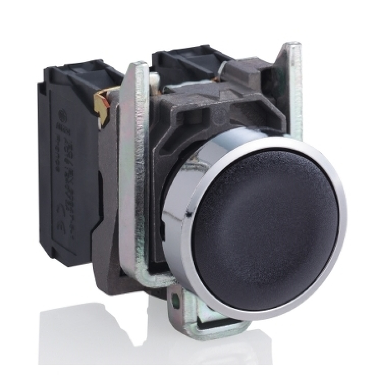 Não-iluminado de botão de pressão preto rente momentâneo - 1 no  1nc