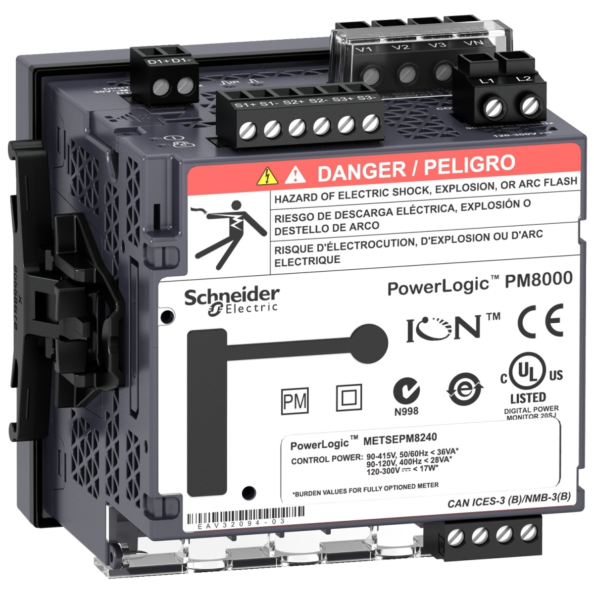 PowerLogic PM8000 - Contador de medida intermédio de painel PM8240 - Certificação MID