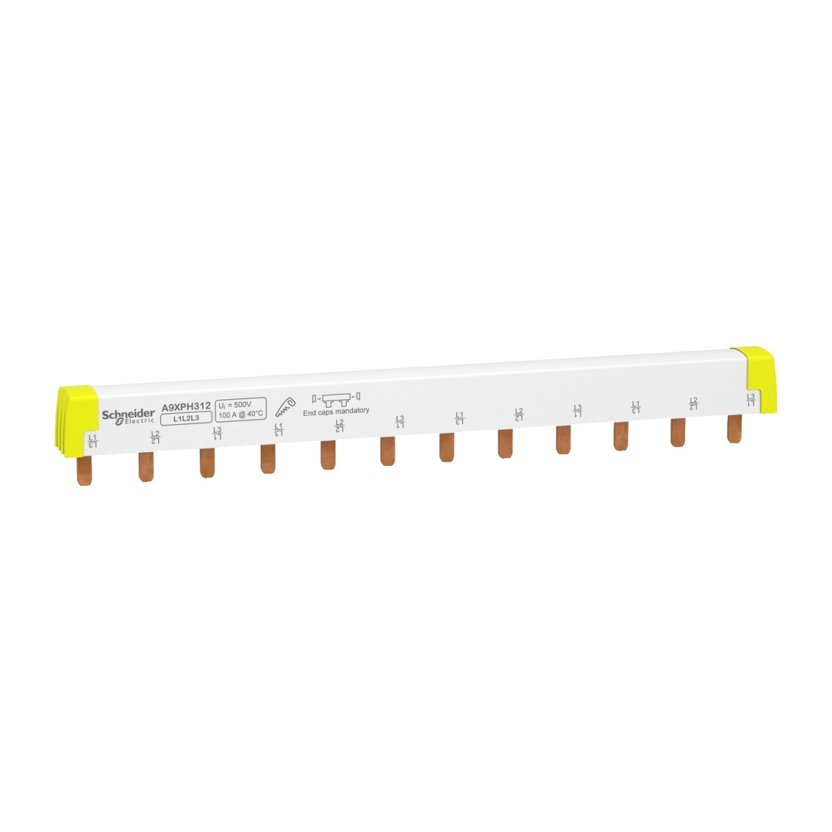 Acti 9 - barramento pente - 3L - passo 18 mm - 12 módulos - 100A