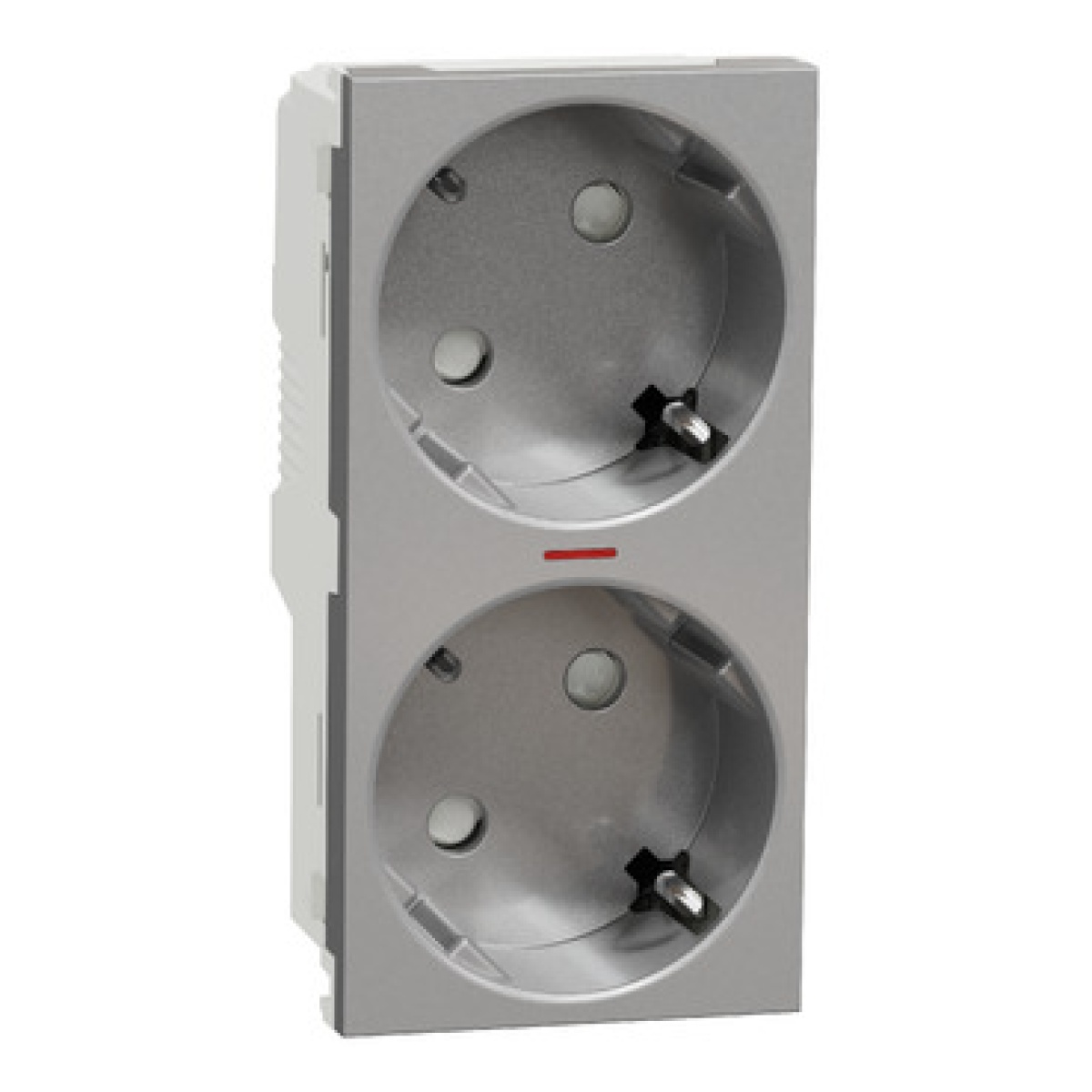 Nova Unica  - Tomada 2x2PT com obturadores e luz ind. - 16A - Alumínio