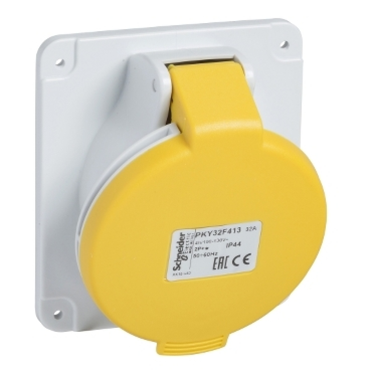 Tomada PratiKa - rápida - inclinada - 32 A - 2P  E - 100...130 V CA - para painel