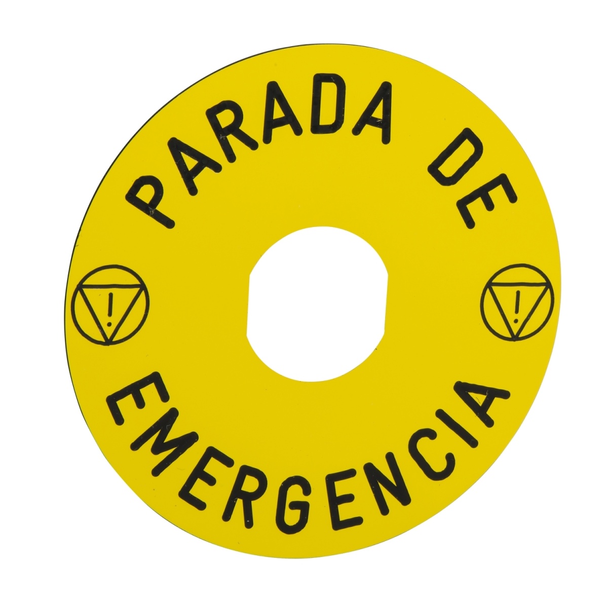 Legendaa circular de ø 90 - amarela - parada de emergência  gencialogo iso13850