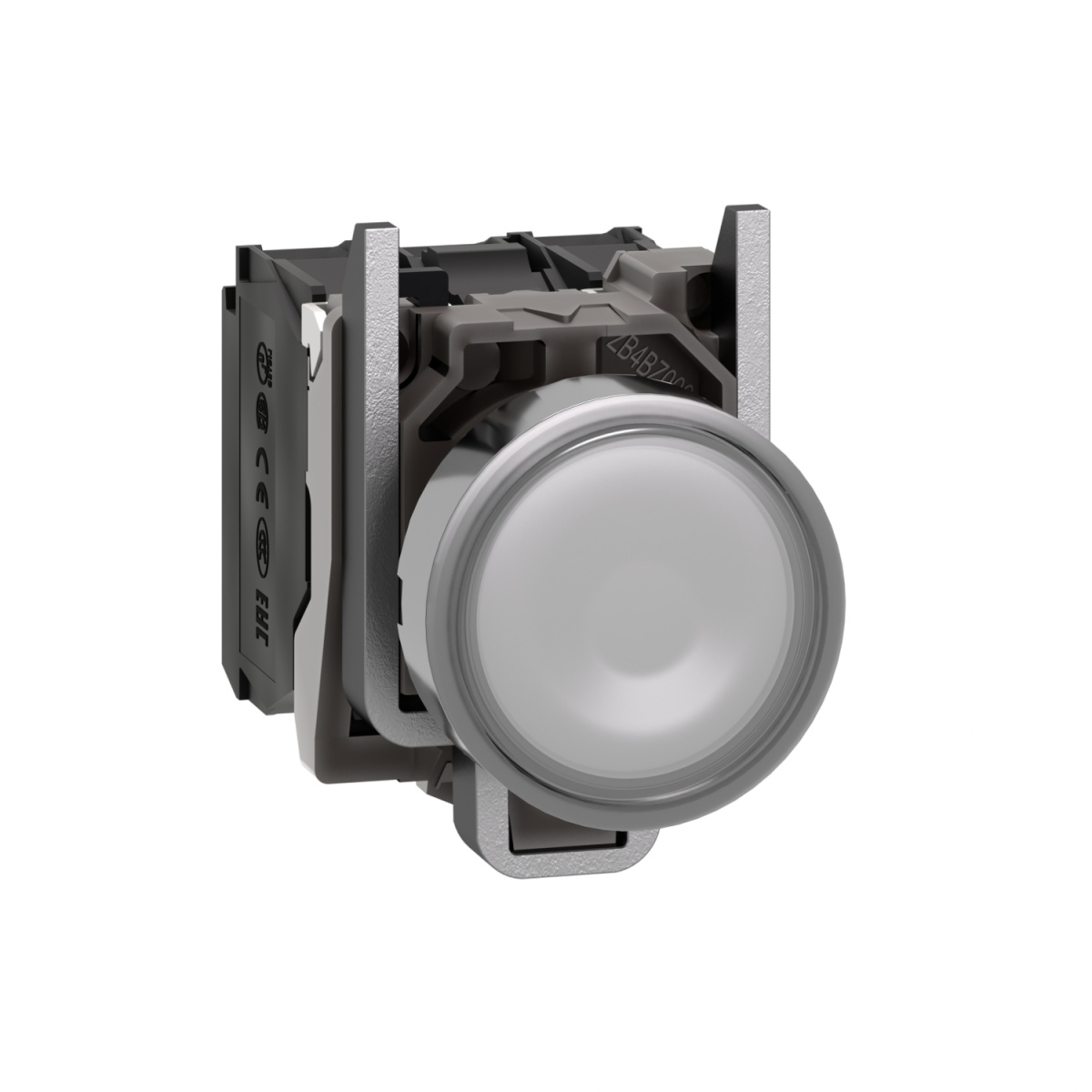 Botão de pressão iluminado branco ø 30  mola encastrada  24 v  1no1nc