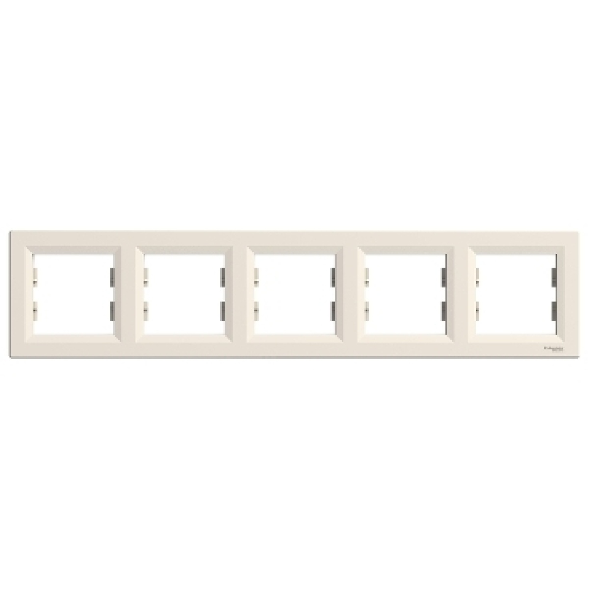 Asfora - quadro horizontal de 5 tomadas - creme