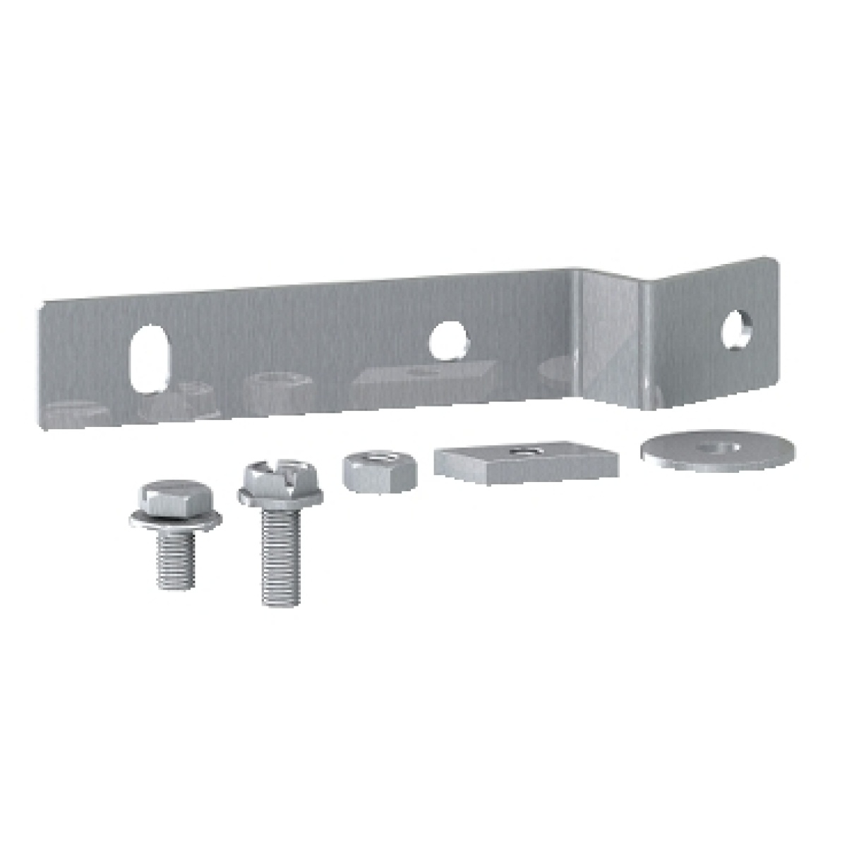 Set of 2 combined fixing brackets for earthing collector bar and DIN rail.