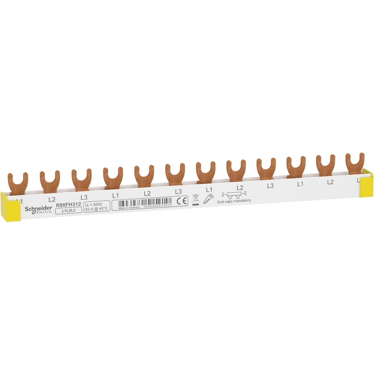 RESI9 - Pente de ligação - 3P - 18mm - 12 módulos - 63A