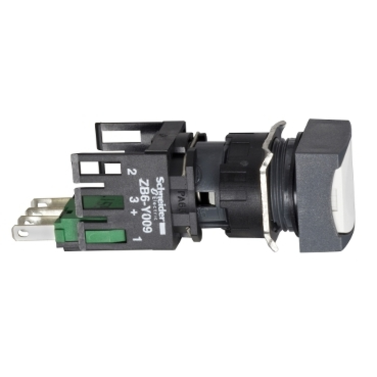 Botão de pressão quadrado branco ø16 - 1no