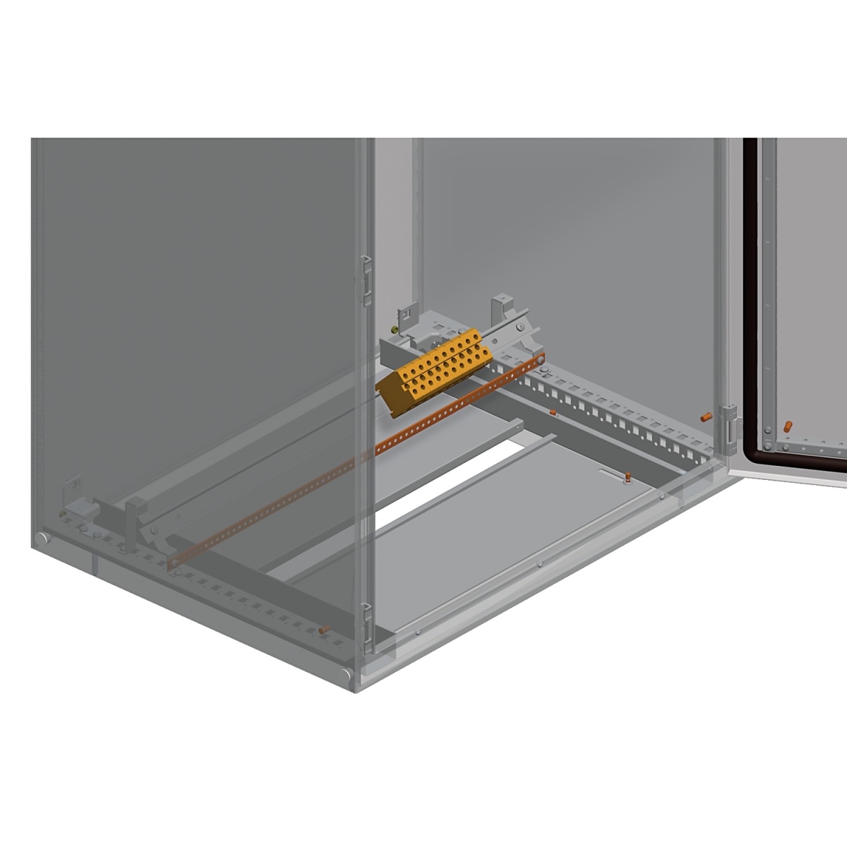 Combined Support brackets Spacial SFSM to install earthing strip and DIN rail.