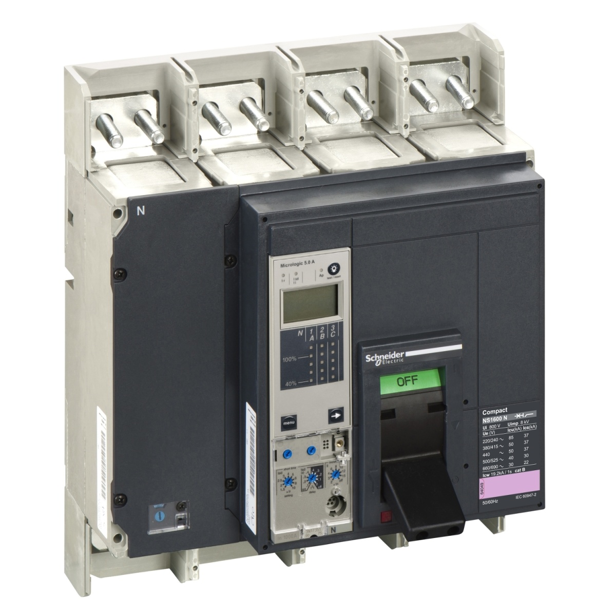 disjuntor Compact NS1600N - 1600 A - 4 pólos - extraível -sem controlo