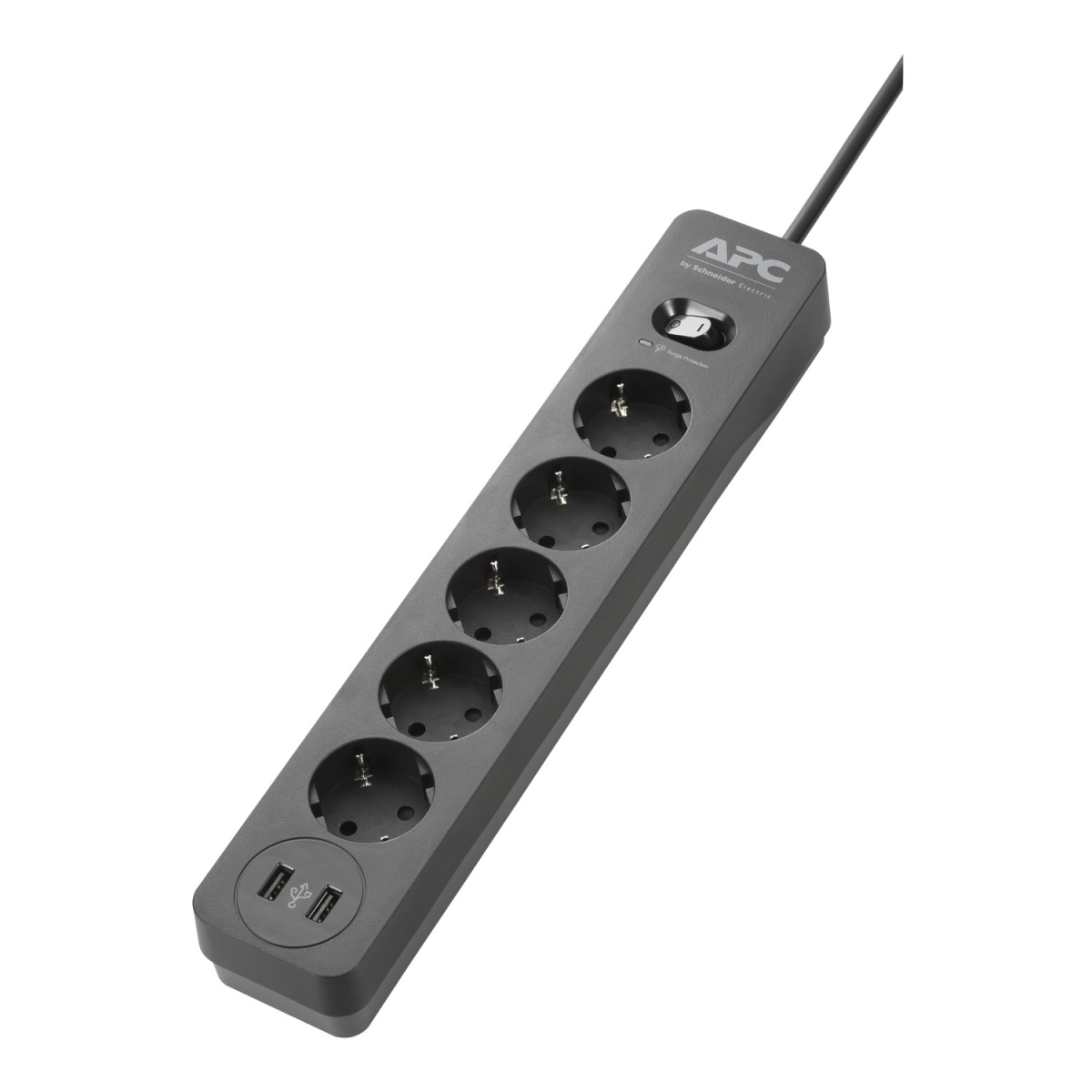 APC Essential SurgeArrest 5 Outlet 2 USB Ports Black 230V Germany