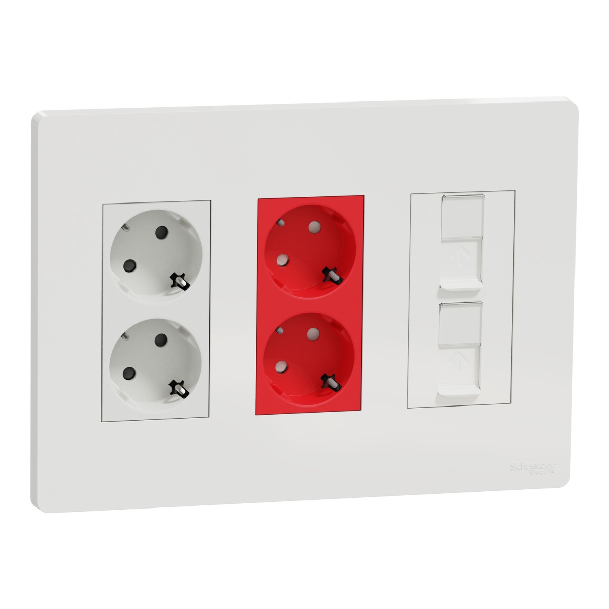 Nova Unica System -  Kit Posto de trabalho - 3 colunas - tomadas 2x2PT BR2x2PT VR2RJ - antibacteriano - Branco