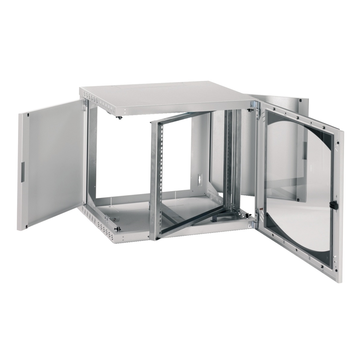 Wall-Mounted Open Box 12U W600 D500 Swing 19" Glazed Door R7035