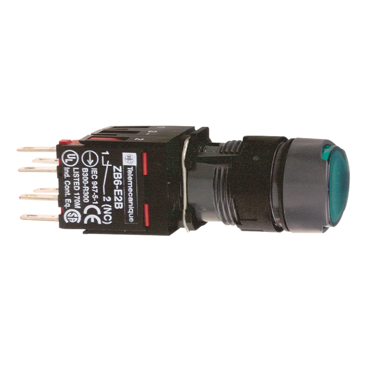 Verde nivelado completa illum botão ø16 mola de retorno 1no 12 ... 24v