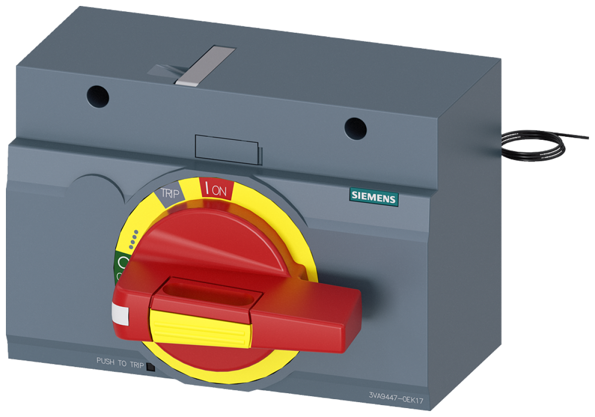 Front mounted rotary operator EMERG. OFF IEC IP3040 24V DC illumination kit ...