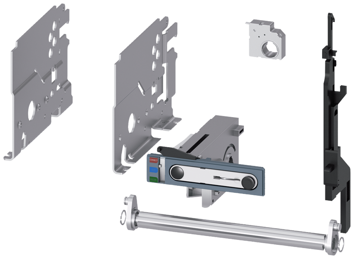 Conversion kit for converting fixed-mounted circuit breakers into withdrawabl...