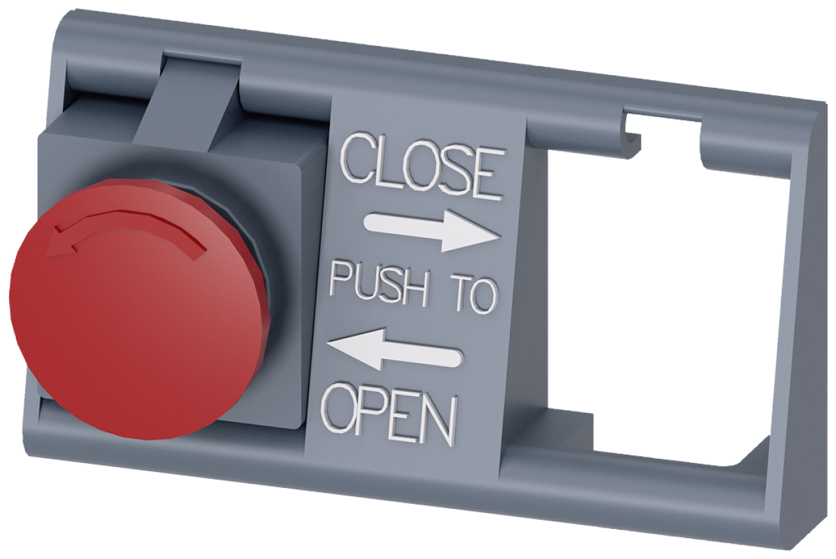 Emergency OPEN button, mushroom pushbutton