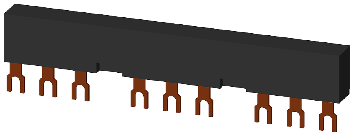 3-ph. busbars modular spacing 55 mm for 3 switches connections in fork shape