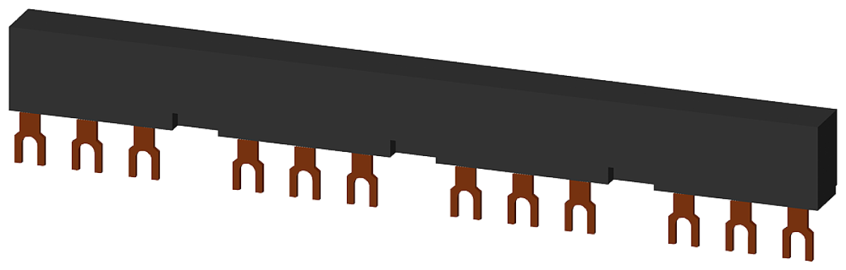 4-ph. busbars modular spacing 55 mm for 3 switches connections in fork shape