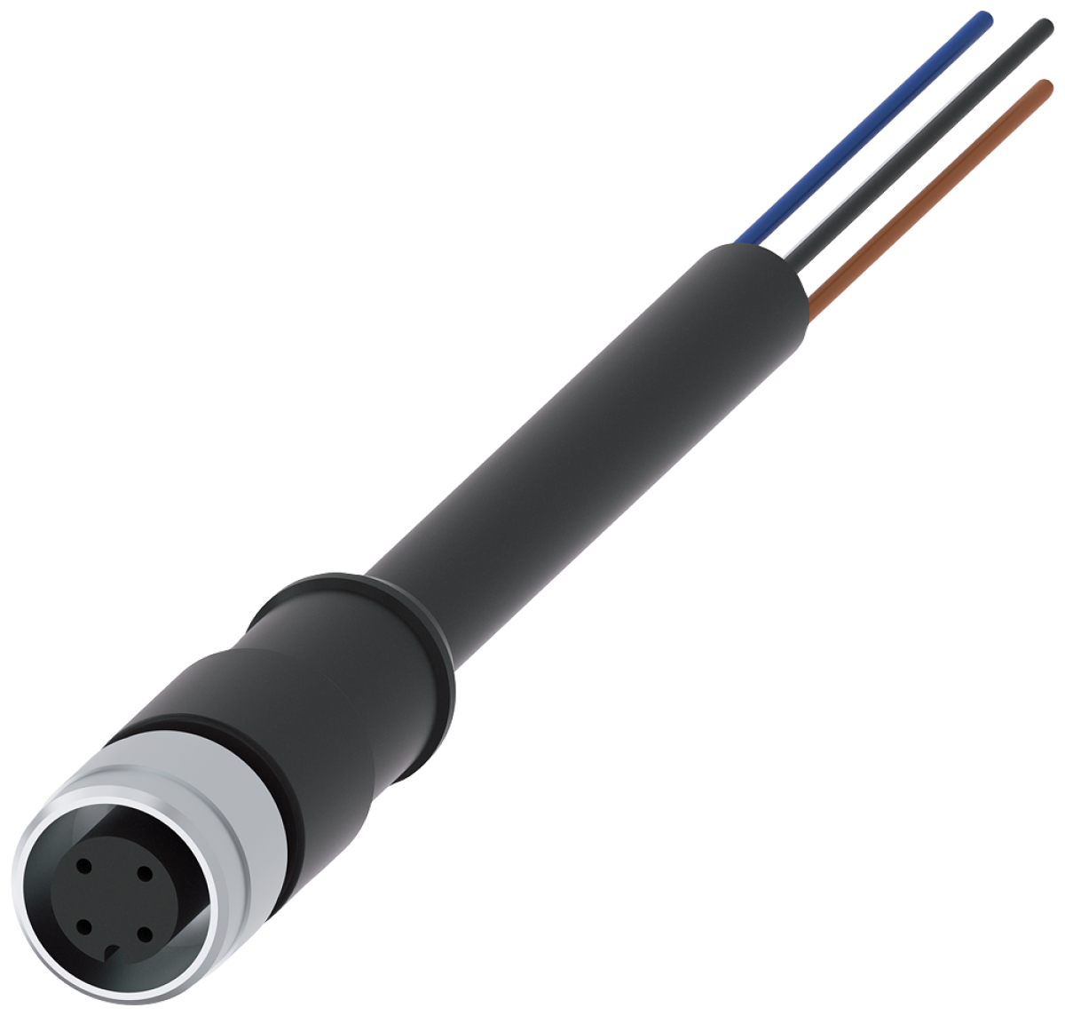 Connection cable with M12 socket 4-pole, 3SE52 with M12 connector 4-pole.