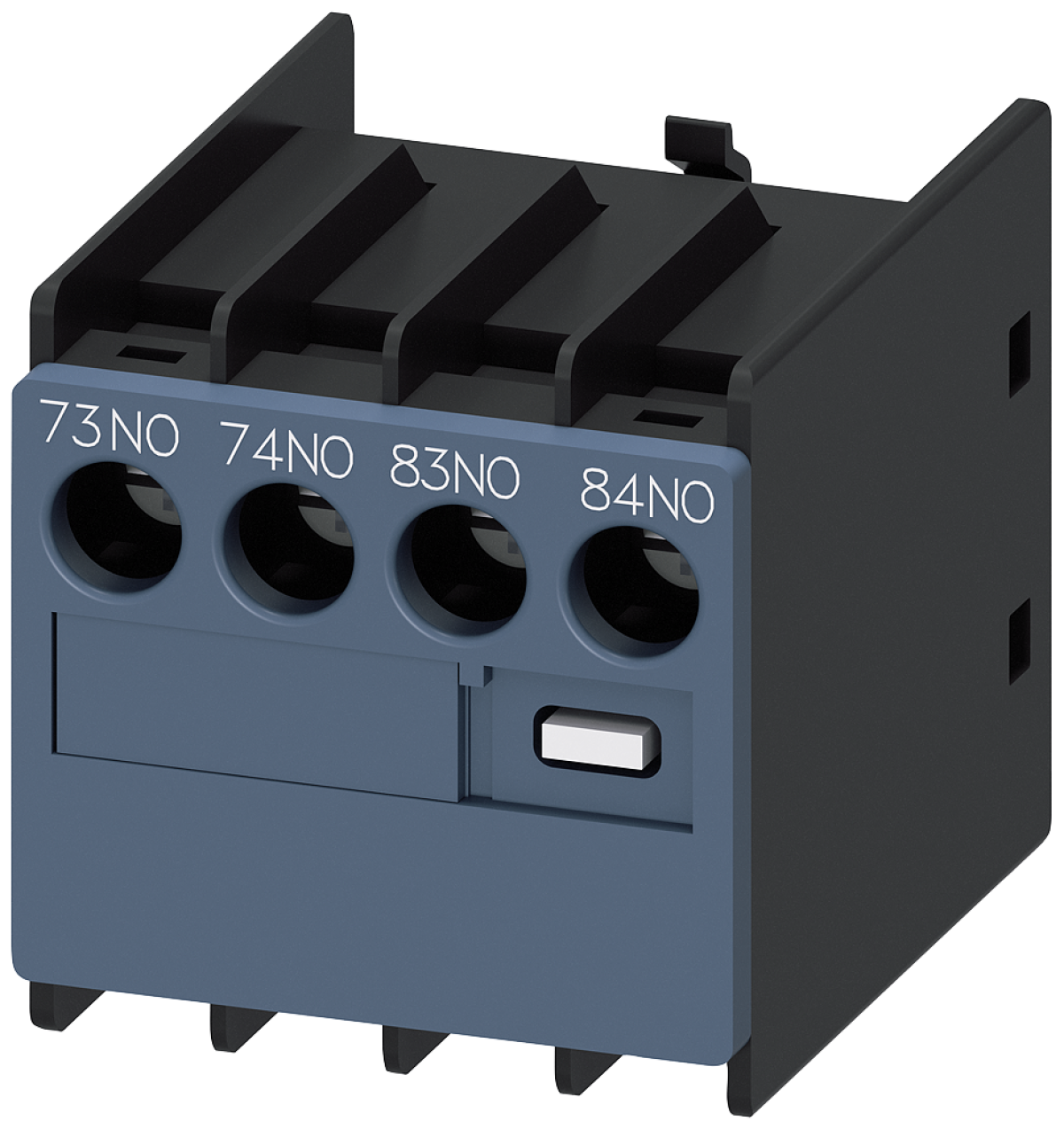 Auxiliary switch 2 NO, current paths 1 NO, 1 NO, connection from above