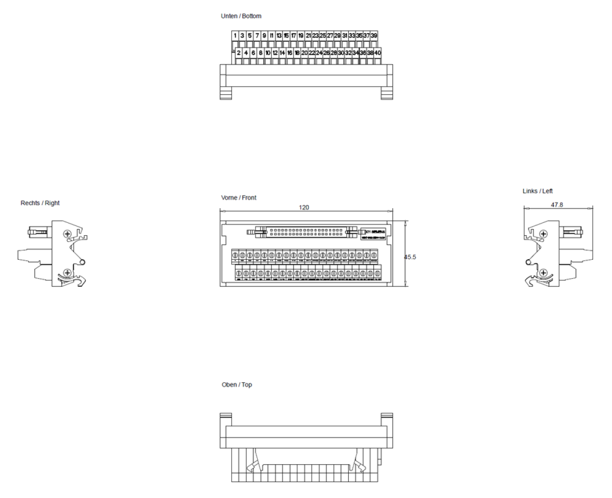 SIMATIC S7-300 Terminal module Screw terminals For 64-channel modules PU 2