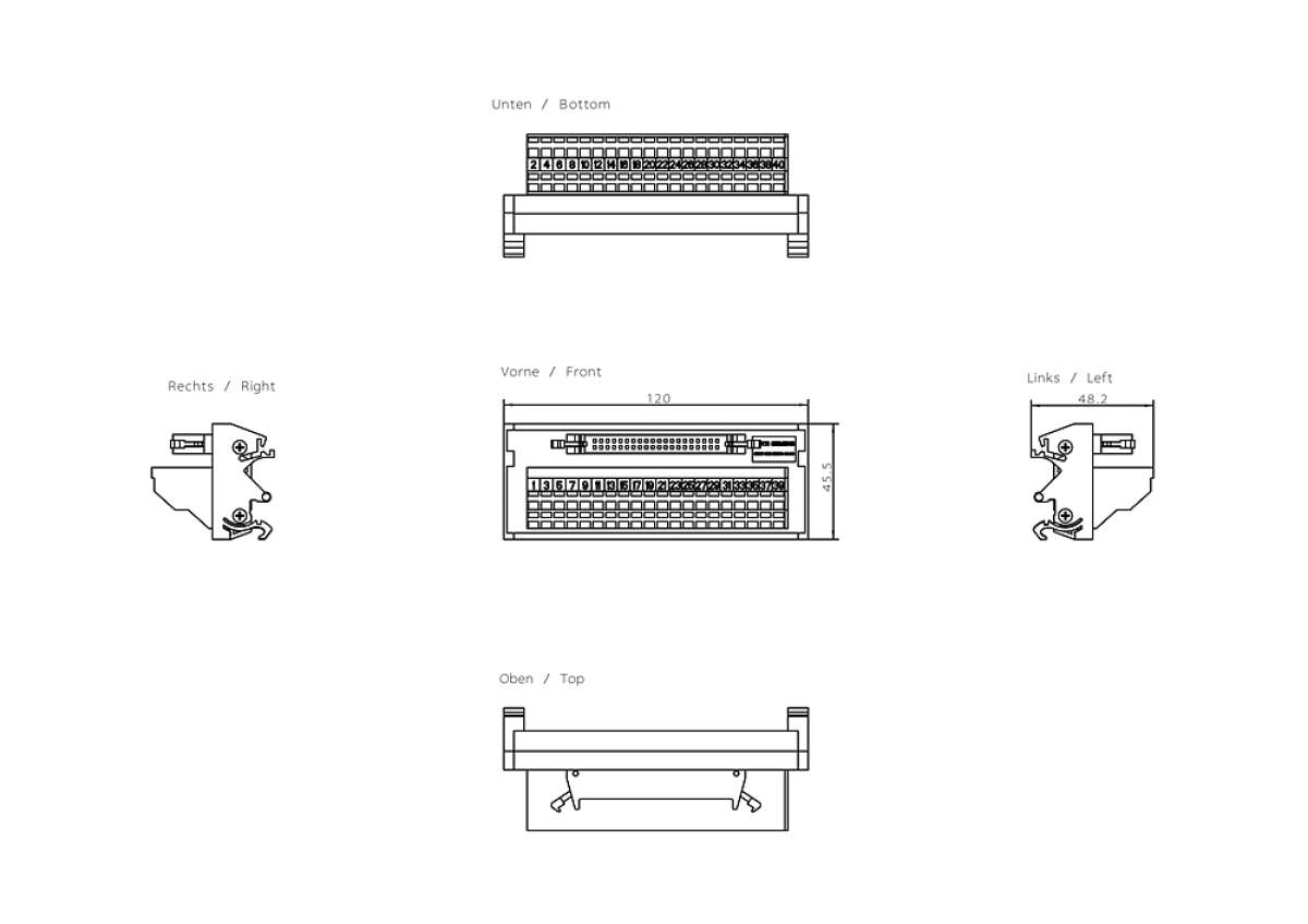 SIMATIC S7-300 Terminal module Spring terminals For 64-channel modules PU 2