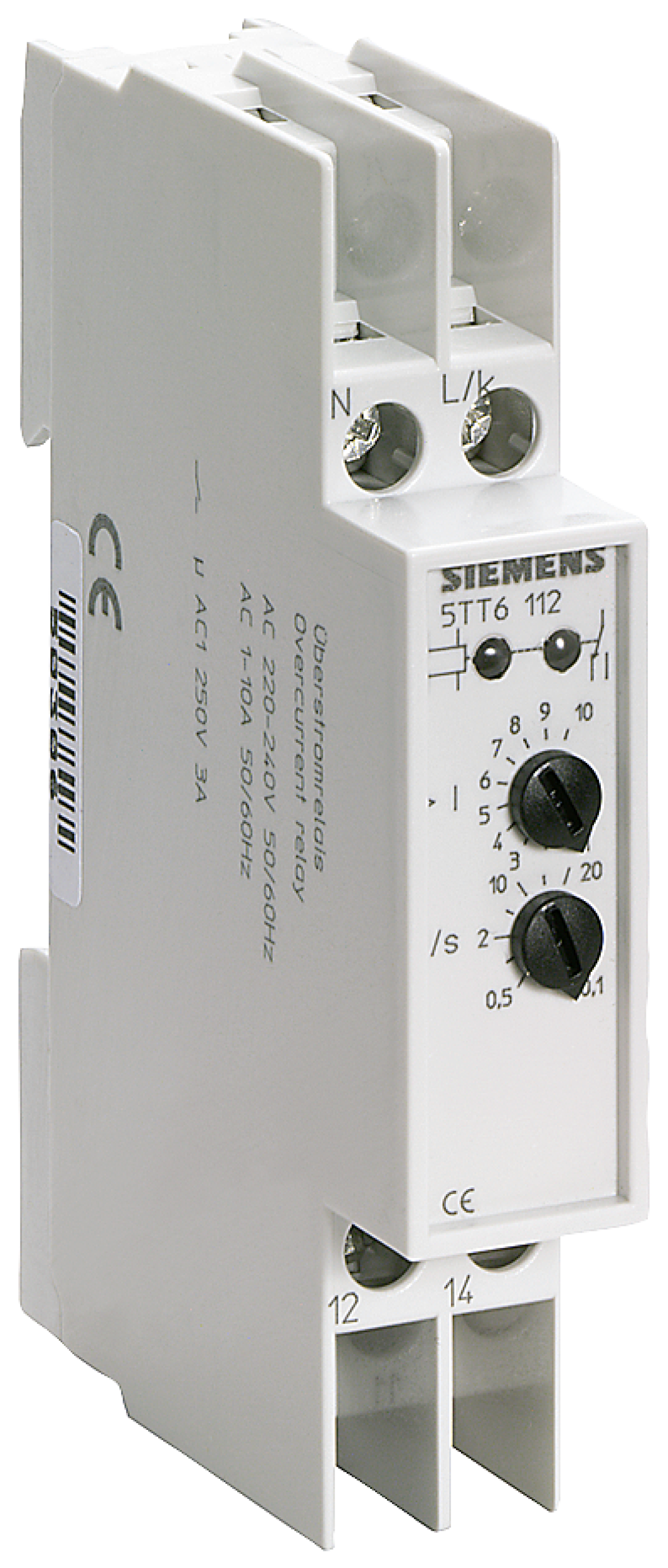 Overcurrent relay T5570 230 V AC 10 A 1-phase with transparent cap