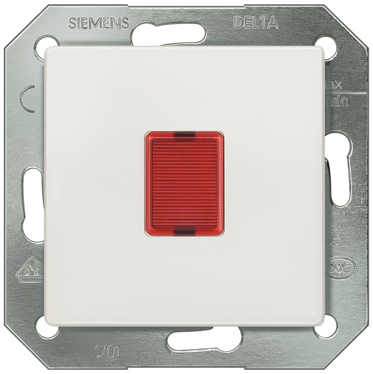 DELTA i-system light signal with red window and glow lamp 250V, titanium white