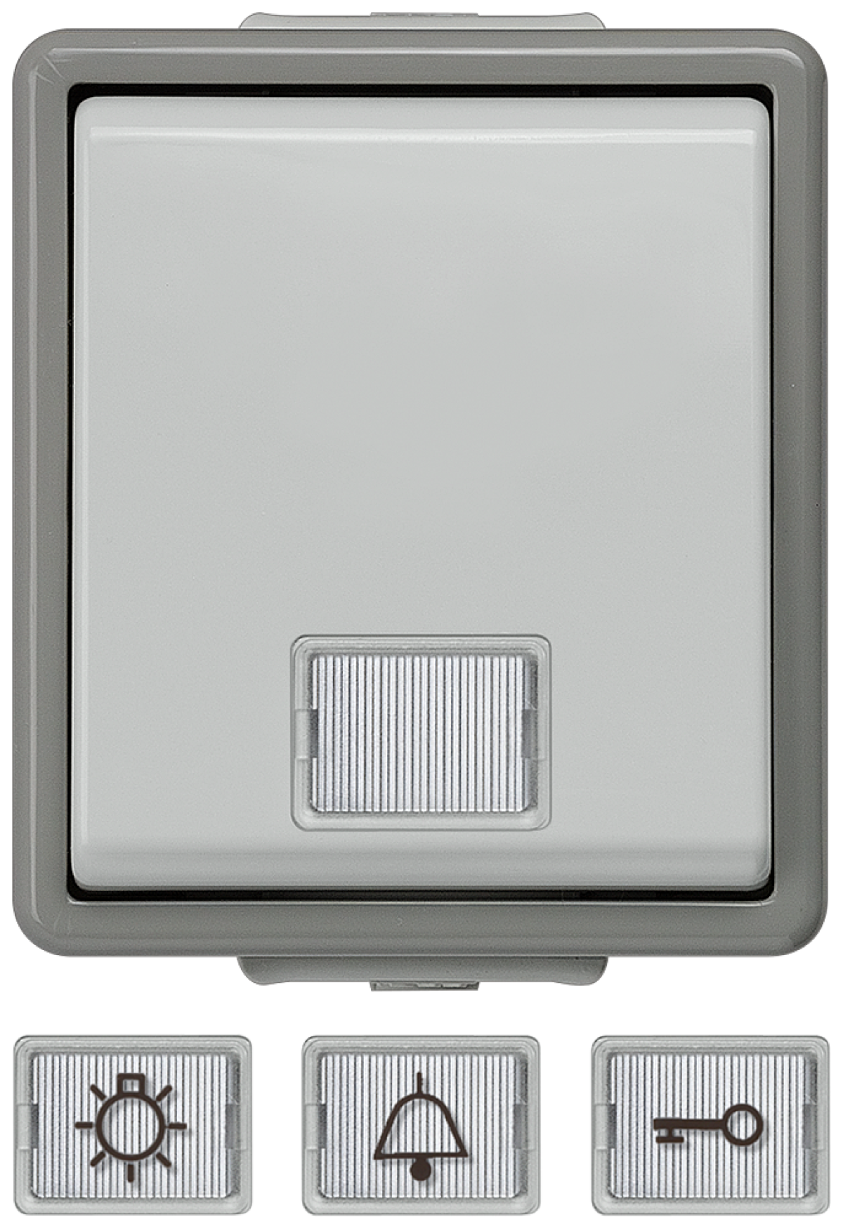 DELTA fläche IP44 surface-m. pushbutton with white window and LED insert, 1-p...