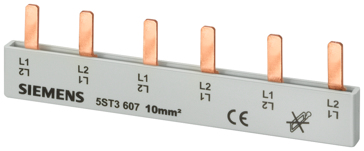 Pin busbar, 10 mm² connection 2 x 2-phaseASFC safe to touch