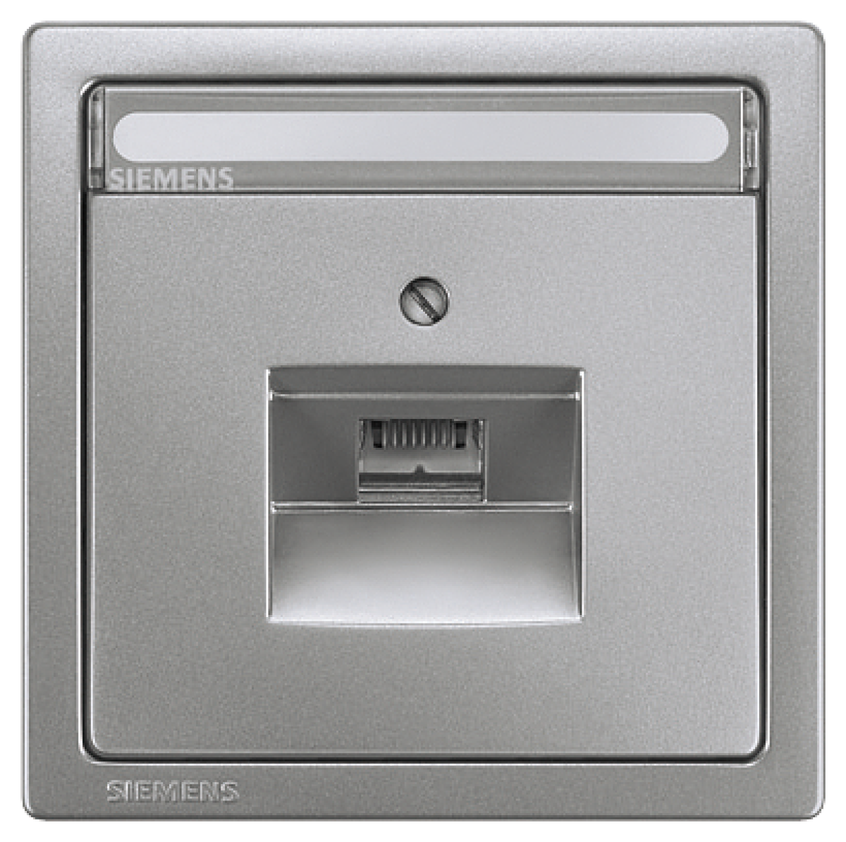 DELTA style cover plate for UAE connection socket with labeling field, platin...