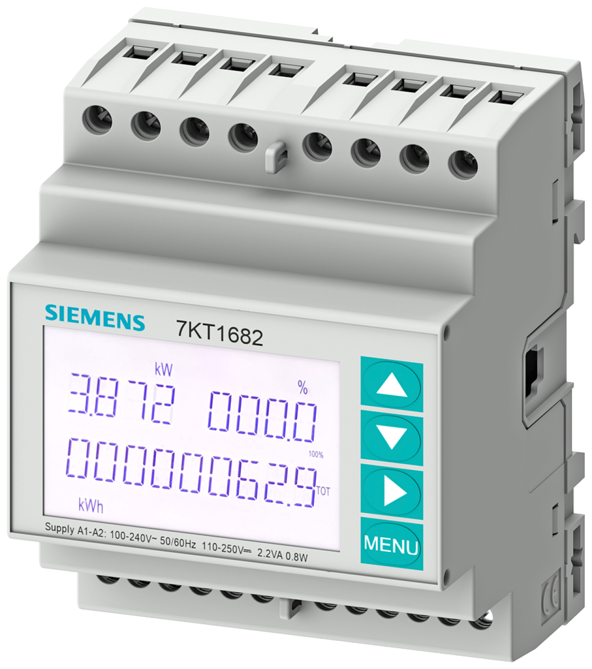 SENTRON 7KT PAC1600 energy meter, 3-phase, 5 A, DIN rail